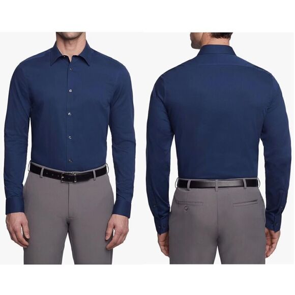 Calvin Klein Men's Dress Shirt Slim Fit Non Iron Solid - Picture 1 of 8
